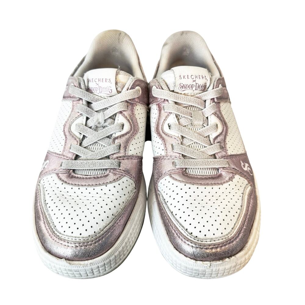 Skechers Snoop Dogg women's Slip-in Sneakers metallic rose gold white leather